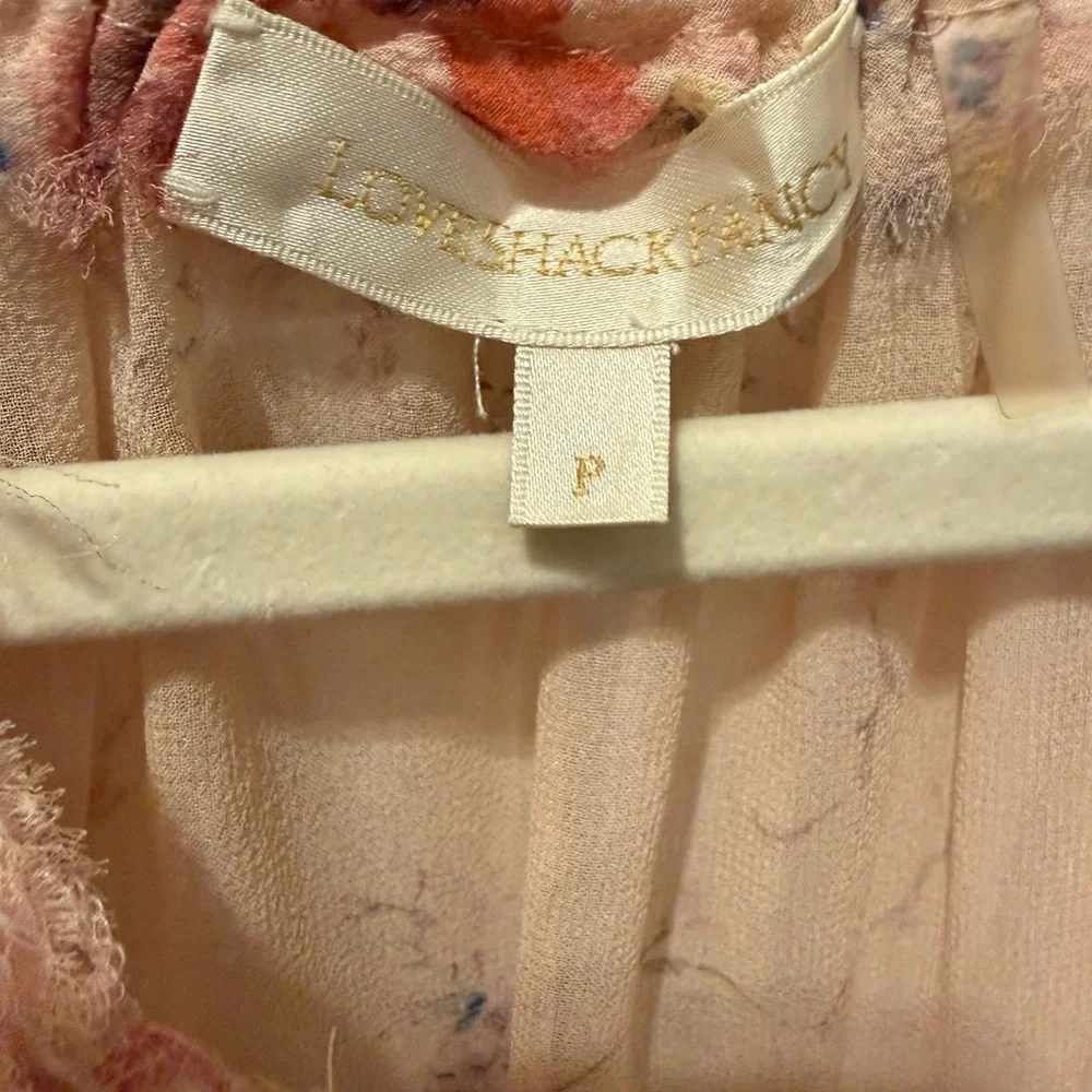 LoveShackFancy Pink Floral Chiffon Tiered Mini Dress - Picture 3 of 3